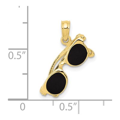 10K Yellow Gold 3D Black Enamel Sunglasses Pendant – view 4