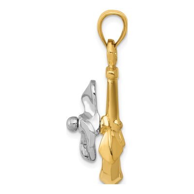 10k Two-Tone Gold Anchor Propeller Pendant – view 3