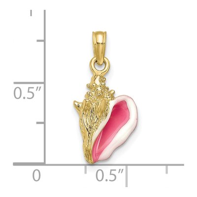 10K Yellow Gold Enameled 3-D Conch Shell Pendant – view 4