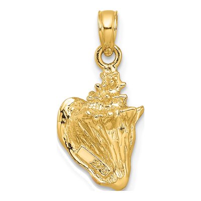 10K Yellow Gold Enameled 3-D Conch Shell Pendant – view 5