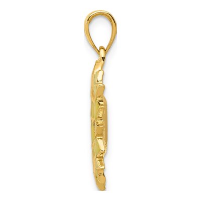 10K Yellow Gold Enameled Sunflower Pendant – view 3