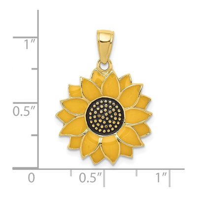 10K Yellow Gold Enameled Sunflower Pendant – view 4