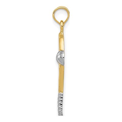 10K Yellow Gold Tennis Racquet Ball Pendant – view 3