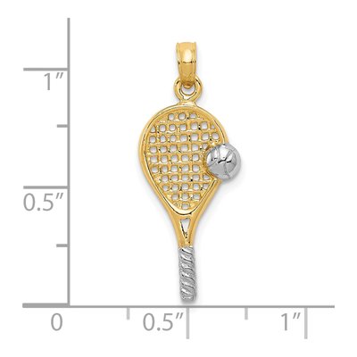10K Yellow Gold Tennis Racquet Ball Pendant – view 4