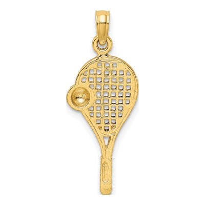 10K Yellow Gold Tennis Racquet Ball Pendant – view 5