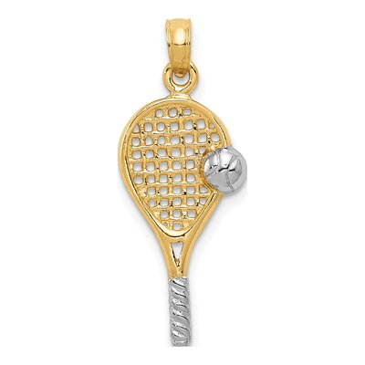 10K Yellow Gold Tennis Racquet Ball Pendant