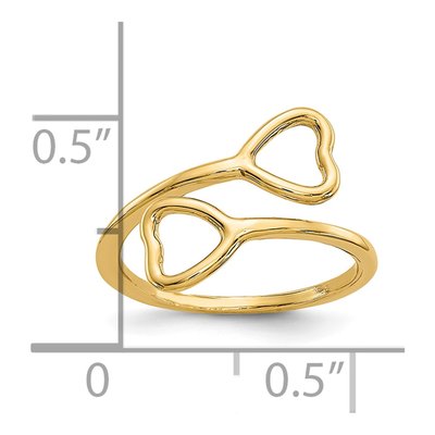 10K Yellow Gold Double Heart Toe Ring – view 4