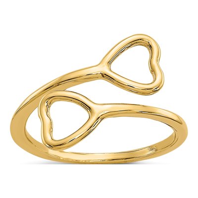 10K Yellow Gold Double Heart Toe Ring
