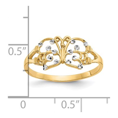 10K Yellow Gold Diamond-Cut Butterfly Ring – view 4