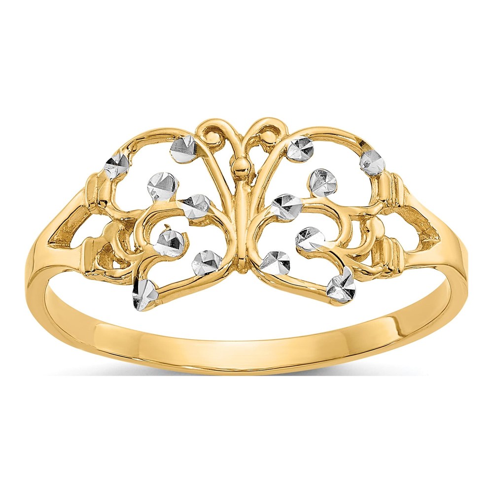 10K Yellow Gold Diamond-Cut Butterfly Ring