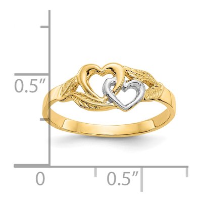 10K Yellow Gold Double Heart Ring – view 4