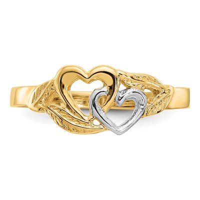 10K Yellow Gold Double Heart Ring – view 6