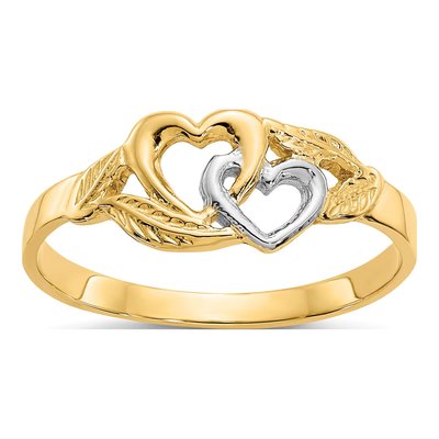 10K Yellow Gold Double Heart Ring