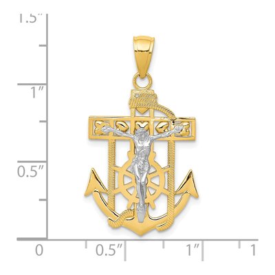 10K Two-Tone Gold Mariners Crucifix Pendant – view 4