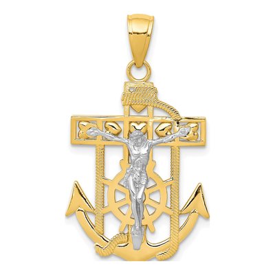 10K Two-Tone Gold Mariners Crucifix Pendant