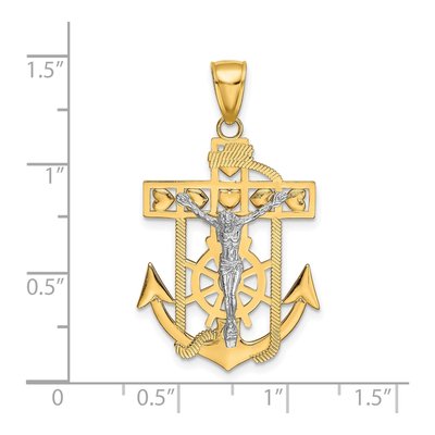 10K Two-Tone Gold Mariners Crucifix Pendant – view 4