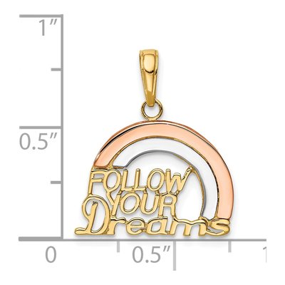 10K Two-Tone Gold Rainbow Follow Your Dreams Pendant – view 4