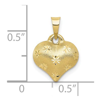 10K Yellow Gold 3D Puffed Heart Pendant – view 4