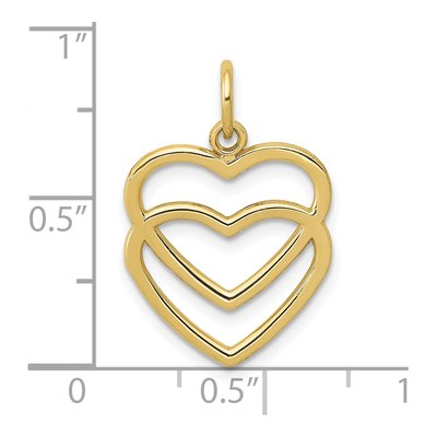10K Yellow Gold Double Heart Pendant – view 4