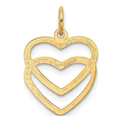 10K Yellow Gold Double Heart Pendant – view 5
