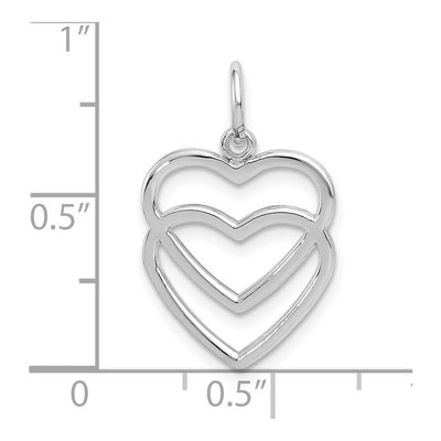 10K White Gold Double Heart Pendant – view 3