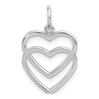 10K White Gold Double Heart Pendant
