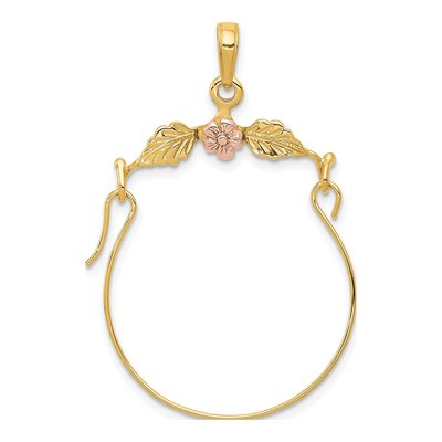 10K Two-Tone Gold Leaves Flower Holder Charm