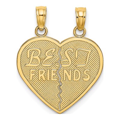 10K Yellow Gold Best Friends Heart Set Pendant