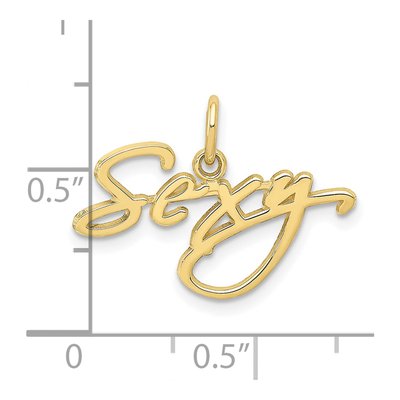 10K Yellow Gold SEXY Word Pendant – view 4