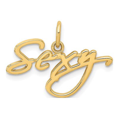 10K Yellow Gold SEXY Word Pendant