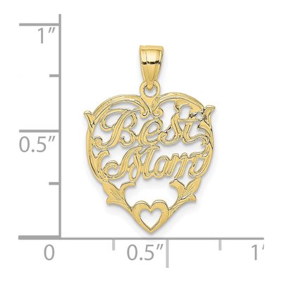 10K Yellow Gold BEST MOM Heart Pendant – view 4