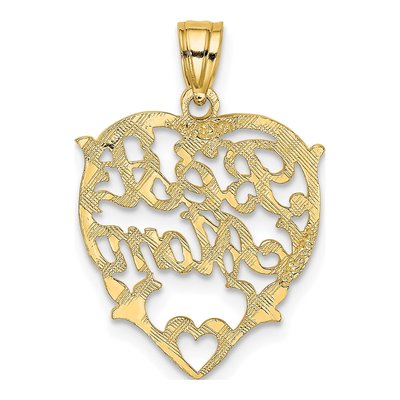 10K Yellow Gold BEST MOM Heart Pendant – view 5
