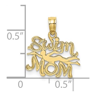 10K Yellow Gold Swim Mom Swimmer Pendant – view 4