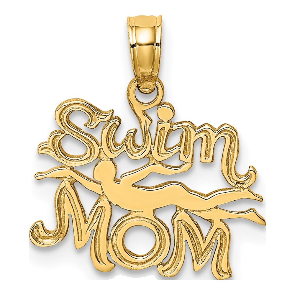 10K Yellow Gold Swim Mom Swimmer Pendant