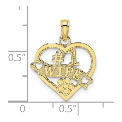 10K Yellow Gold WIFE Heart Number 1 Pendant – view 4