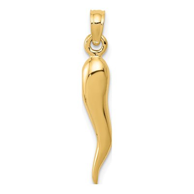 10K Yellow Gold 3-D Horn Pendant