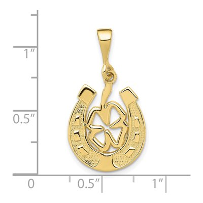 10K Yellow Gold Horseshoe Clover Pendant – view 4