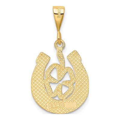 10K Yellow Gold Horseshoe Clover Pendant – view 5
