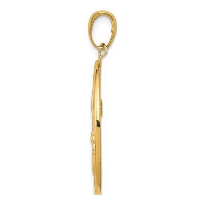 10K Yellow Gold Fleur-De-Lis Oval Disk Pendant – view 3