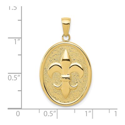 10K Yellow Gold Fleur-De-Lis Oval Disk Pendant – view 4