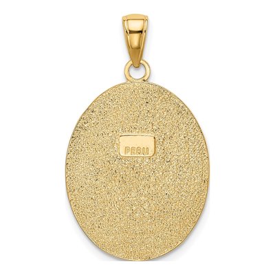 10K Yellow Gold Fleur-De-Lis Oval Disk Pendant – view 5