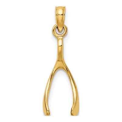 10K Yellow Gold Wishbone Pendant – view 4