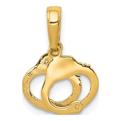 10K Yellow Gold Moveable Handcuffs Pendant