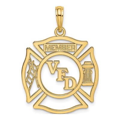 10K Yellow Gold VFD Member Shield Pendant