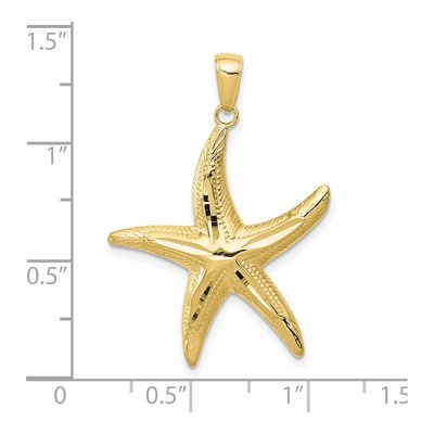 10K Yellow Gold Diamond-Cut Starfish Pendant – view 4