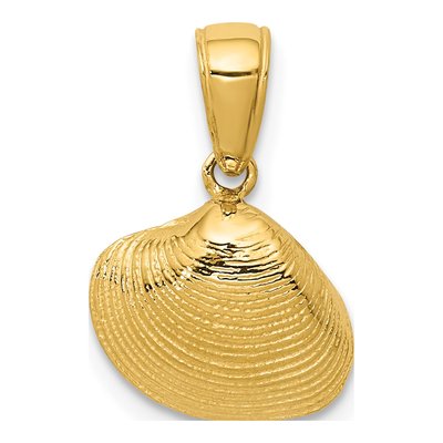 10K Yellow Gold Small Clam Shell Pendant