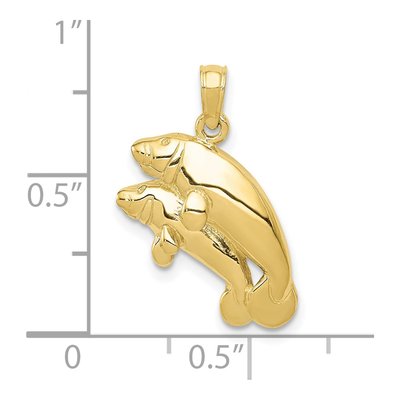 10K Yellow Gold Double Manatee Pendant – view 4