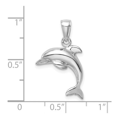 10K White Gold Jumping Dolphin Pendant – view 3