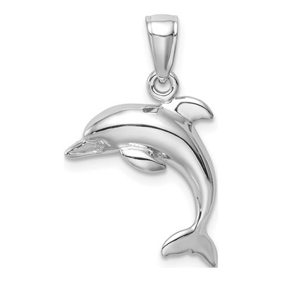10K White Gold Jumping Dolphin Pendant
