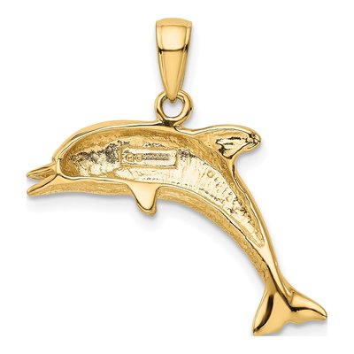10K Yellow Gold Dolphin Pendant – view 5